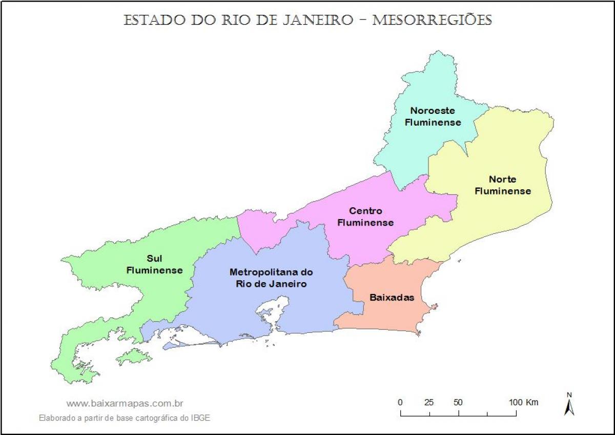 Mesoregions haritası Rio de Janeiro