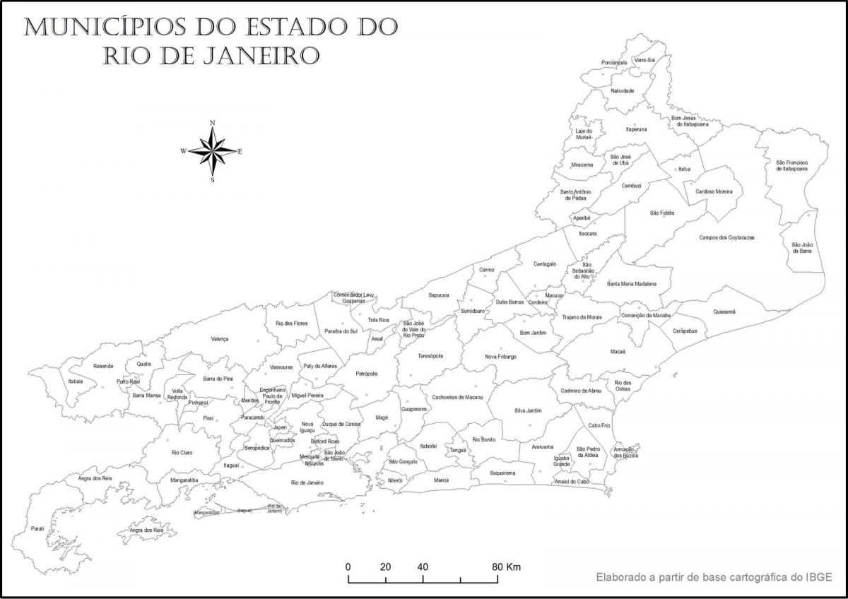Rio de Janeiro harita siyah ve beyaz