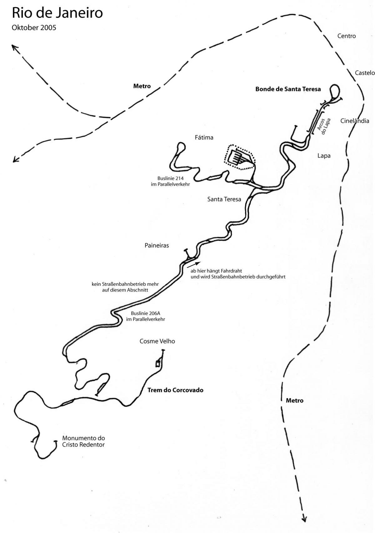 Santa Teresa tram haritası