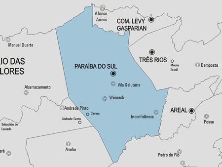 Paraíba do Sul Belediyesi haritası