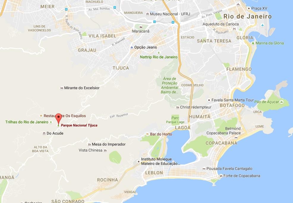 Tijuca Milli Parkı haritası