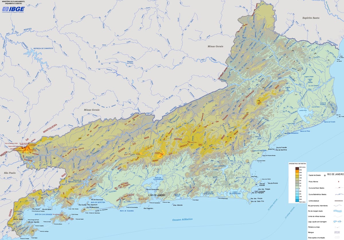 Rio de Janeiro kabartma harita devlet