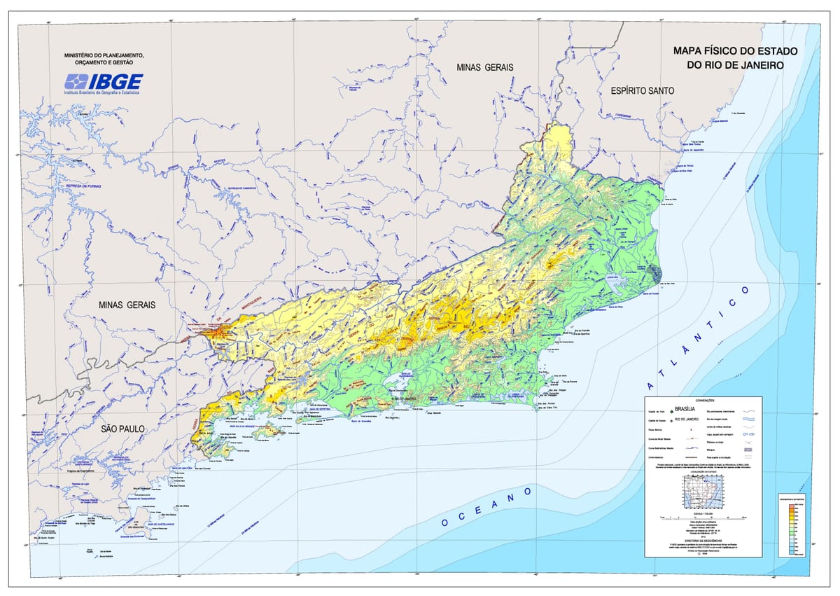 Topografik Rio de Janeiro haritası
