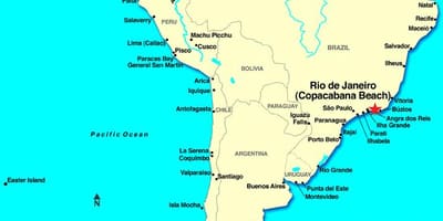 Güney Amerika'da Rio de Janeiro haritası